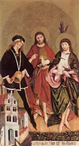 Sts Florian, John the Baptist and Sebastian Oil painting by Hans Strigel II
