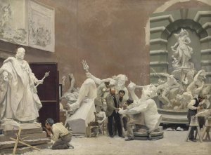 Der Bildhauer Rudolf Weyr in seinem Atelier by Hans Temple Oil Painting