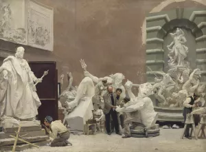 Der Bildhauer Rudolf Weyr in seinem Atelier by Hans Temple Oil Painting
