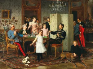 Large Family Celebration by Hans Temple Oil Painting