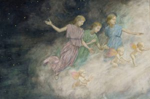 Angels - Annunciation by Hans Thoma Oil Painting