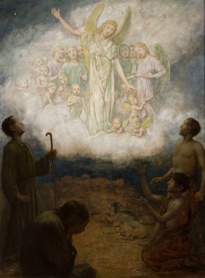 Annunciation to the Shepherds by Hans Thoma Oil Painting