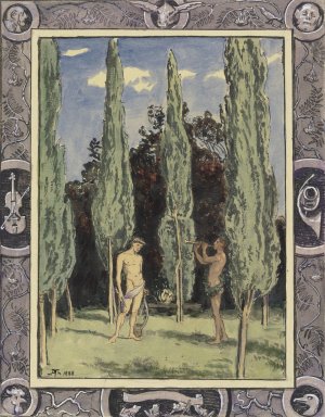Apollo and Marsyas by Hans Thoma Oil Painting