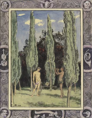 Apollo and Marsyas by Hans Thoma Oil Painting