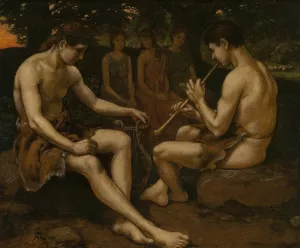 Apollon and Marsyas by Hans Thoma Oil Painting