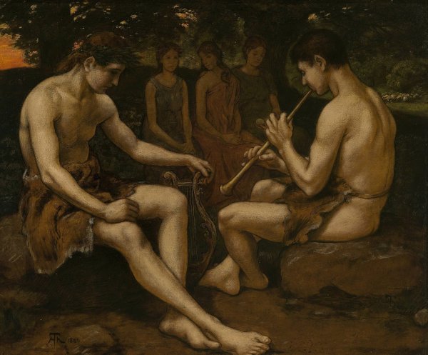 Main Product Photo of Apollon and Marsyas  Painting by Hans Thoma