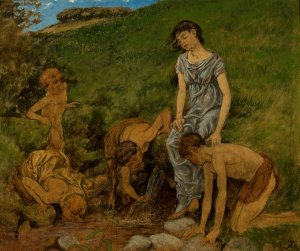 At the spring well by Hans Thoma Oil Painting