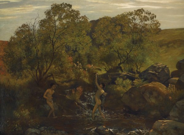 Badende Junglinge  by Hans Thoma - Hand-Painted Oil Painting Reproduction