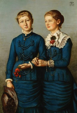 Bildnis der beiden TOchter der Familie Haag by Hans Thoma Oil Painting