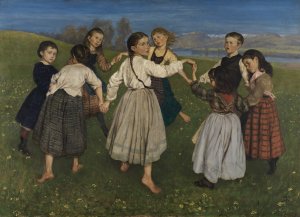 Children dancing in a Ring by Hans Thoma Oil Painting