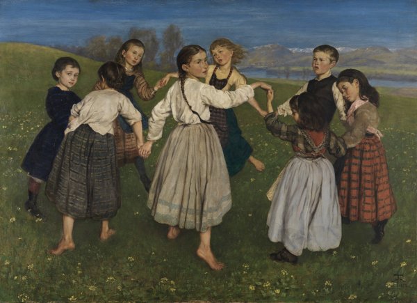 Children dancing in a Ring  by Hans Thoma - Hand-Painted Oil Painting Reproduction