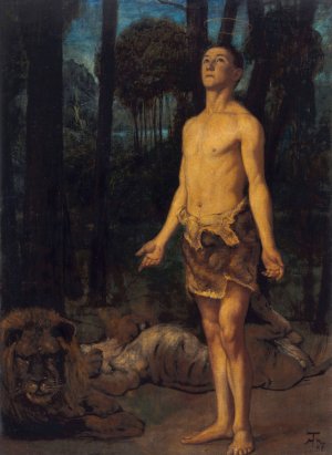 Daniel in the Lion's Den by Hans Thoma Oil Painting