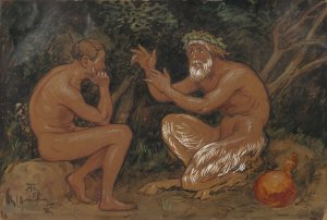 Faun und Jungling by Hans Thoma Oil Painting