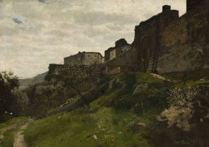 Fragment of defensive walls by Hans Thoma Oil Painting