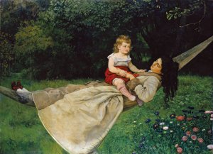 In the Hammock by Hans Thoma Oil Painting