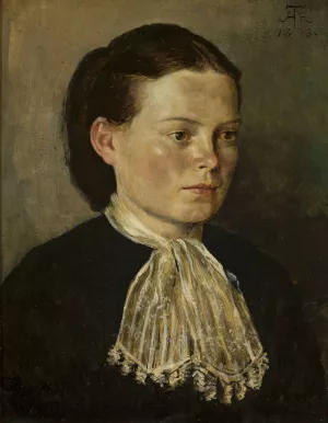 Portrait of Agathe, artist's sister by Hans Thoma Oil Painting