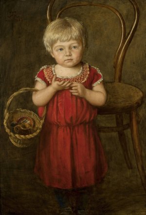 Portrait of Ela with a basket by Hans Thoma Oil Painting