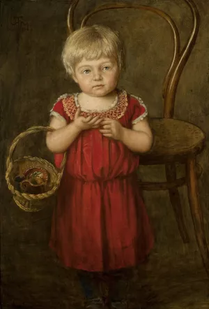Portrait of Ela with a basket by Hans Thoma Oil Painting