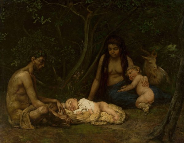 Satyr's family  by Hans Thoma - Hand-Painted Oil Painting Reproduction