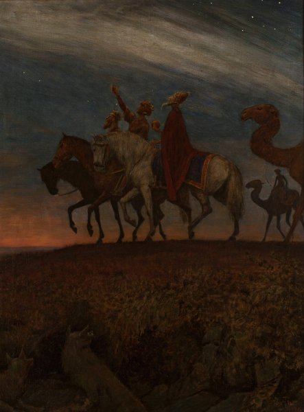 Three Magi on the way to Bethlehem  by Hans Thoma - Hand-Painted Oil Painting Reproduction
