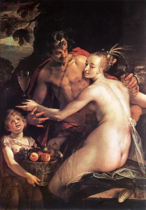 Bacchus, Ceres und Cupido by Hans Von Aachen Oil Painting
