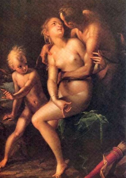 Main Product Photo of Jupiter Umarmt Antiope Painting by Hans Von Aachen