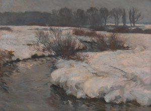 Bach im Winter by Hans Von Hayek Oil Painting