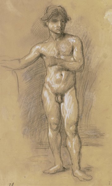Main Product Photo of Akt eines jungen stehenden Mannes Painting by Hans Von Marees