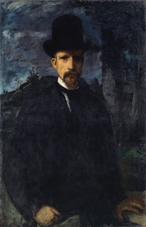 Self-Portrait with High Hat by Hans Von Marees Oil Painting