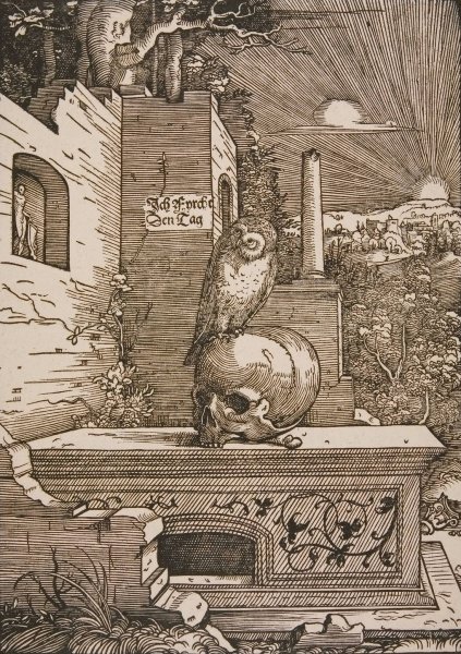 Main Product Photo of Allegory with an Owl  Painting by Hans Wechtlin