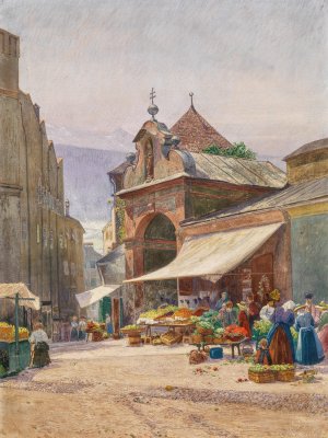 Markt in Hall by Hans Wilt Oil Painting