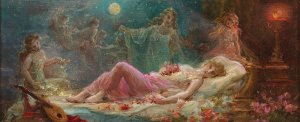 Allegory of Sleep by Hans Zatzka Oil Painting