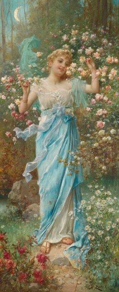 Blumenreigen by Hans Zatzka - Hand-Painted Oil Painting Reproduction