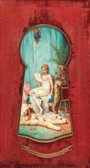 Durchs Schlusselloch geschaut by Hans Zatzka Oil Painting
