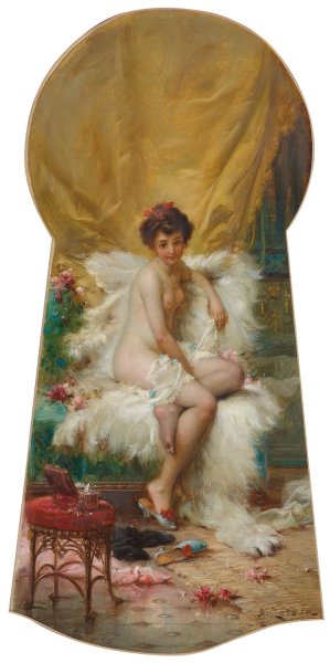 Durchs Schlusselloch geschaut by Hans Zatzka Oil Painting