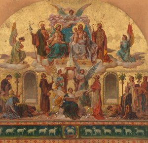 Entwurf zum in grossen Dimensionen ausgefuhrten Hauptbilde in der Pfarrkirche St. Anna in Baumgarten Wien by Hans Zatzka Oil Painting