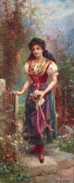 Off to Church by Hans Zatzka Oil Painting