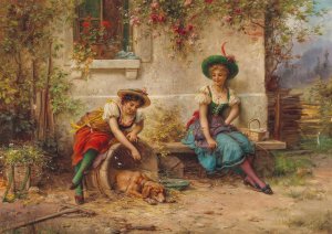Qualgeister by Hans Zatzka Oil Painting