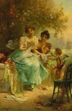 The Love Letter by Hans Zatzka Oil Painting