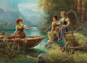 The Love Message by Hans Zatzka Oil Painting