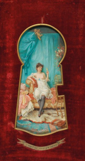 Un Regard Par Le Trou De La Serrure by Hans Zatzka Oil Painting