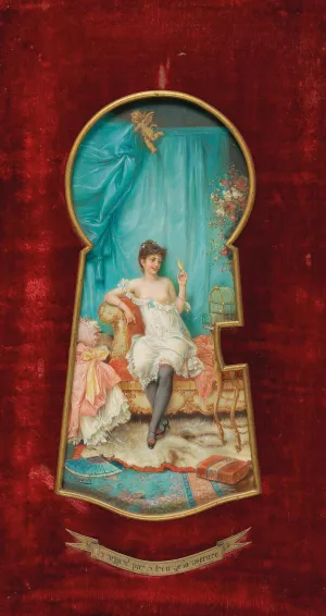 Un Regard Par Le Trou De La Serrure by Hans Zatzka Oil Painting