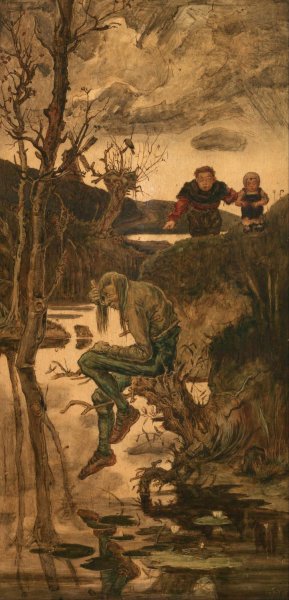 Water Gnome  by Hanus Schwaiger - Hand-Painted Oil Painting Reproduction
