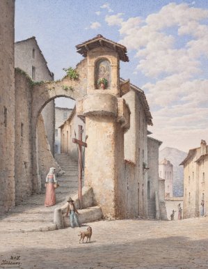 Gade i Subiaco by Harald Conrad Stilling Oil Painting
