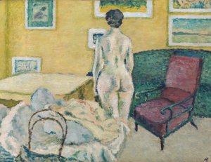 Interior with Standing Nude by Harald Giersing Oil Painting
