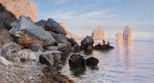 Coast Scene, Capri by Harald Jerichau Oil Painting