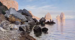 Coast Scene, Capri by Harald Jerichau Oil Painting