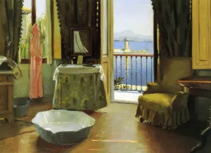 A View of Lake Garda at Desenzano, Italy by Harald Slott-Moller Oil Painting