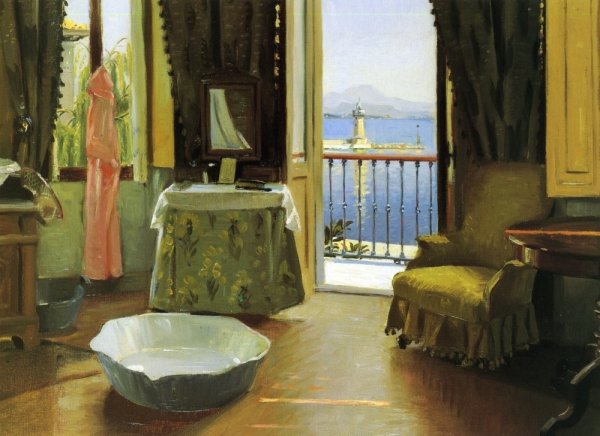Main Product Photo of A View of Lake Garda at Desenzano, Italy Painting by Harald Slott-Moller