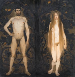 Adam and Eve by Harald Slott-Moller Oil Painting